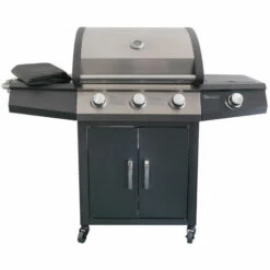 Barbecue à Gaz Soleto 3 Brûleurs + 1 Brûleur Latéral - Jardideco - Noir