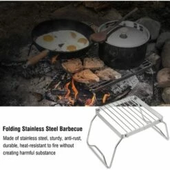 MACARON Gril De Barbecue Pliable Gril Au Charbon De Bois Pliant Léger Portable En Acier Inoxydable Pour Pique-nique Randonnée Camping - Argent LO-Ron -France Barbecue Soldes Boutique 59727369 5