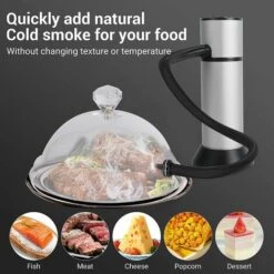 GALOZZOIT Fumeur Portable Infusion Fumée Fraîche Pour Améliorer Le Goût Smoke Fumeur Pistolet à Viande Fumeur Pistolet Portatif Avec Des Copeaux De Bois Pour La Nourriture, La Viande, Les Fromages -France Barbecue Soldes Boutique 59853987 2