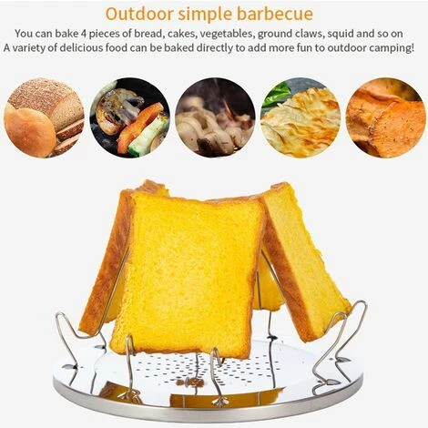 TANCYCO Réchaud De Camping Pliant Grille-pain En Acier Inoxydable 4 Tranches Pain Grille-pain Extérieur Portable Grille-pain Pour Camping Randonnée Pique-nique Barbecue,Argent, 7 TANCYCO Réchaud De Camping Pliant Grille-pain En Acier Inoxydable 4 Tranches Pain Grille-pain Extérieur Portable Grille-pain Pour Camping Randonnée Pique-nique Barbecue,Argent, – Image 5