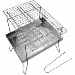 TANCYCO Gril Extérieur En Acier Inoxydable Grille De Barbecue Portable Grille De Barbecue Gril à Charbon Pour Camping En Plein Air Pique-nique,,Type B --- Avec Filet à Mailles Et Clip De Filet