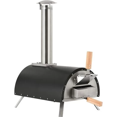 GIGA Four à Pizza Extérieur, Four à Bois Pizza En Acier Inoxydable Pour Jardin / Terrasse, Poêle à Granulés Charbon De Pizza Avec Pierre à Pizza De 13 Pouces + Thermomètre Intégré + Pelle à Pizza - Noir 5 GIGA Four à Pizza Extérieur, Four à Bois Pizza En Acier Inoxydable Pour Jardin / Terrasse, Poêle à Granulés Charbon De Pizza Avec Pierre à Pizza De 13 Pouces + Thermomètre Intégré + Pelle à Pizza - Noir – Image 3