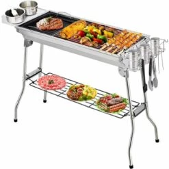 PESCE Barbecue Charbon, BBQ Barbecue à Charbon De Table En Acier Inoxydable Pliable Four Grille De Cuisson Démontable Pour 5-10 Personnes Pour Barbecue De Jardin Extérieur Camping