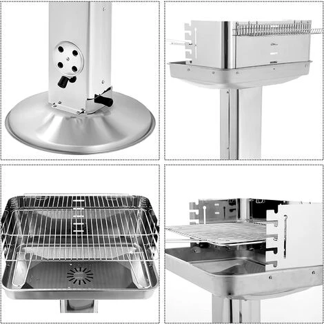 PESCE Barbecue Colonne, Barbecue à Charbon, Barbecue Sur Pied En Acier Inoxydable, Réglable En Hauteur, Avec Cendrier Et Régulateur De Ventilation, 57*38*89,5 Cm 6 PESCE Barbecue Colonne, Barbecue à Charbon, Barbecue Sur Pied En Acier Inoxydable, Réglable En Hauteur, Avec Cendrier Et Régulateur De Ventilation, 57*38*89,5 Cm – Image 4