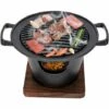 PESCE Poêles à Rôtir De Table Gril De Barbecue De Style Japonais Antiadhésif, Gril De Barbecue Au Charbon De Bois Multifonctionnel Avec Base Isolante En Bois, Gril De Barbecue En Fonte D'aluminium -France Barbecue Soldes Boutique 60170291 1