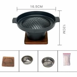 PESCE Poêles à Rôtir De Table Gril De Barbecue De Style Japonais Antiadhésif, Gril De Barbecue Au Charbon De Bois Multifonctionnel Avec Base Isolante En Bois, Gril De Barbecue En Fonte D'aluminium 8 PESCE Poêles à Rôtir De Table Gril De Barbecue De Style Japonais Antiadhésif, Gril De Barbecue Au Charbon De Bois Multifonctionnel Avec Base Isolante En Bois, Gril De Barbecue En Fonte D'aluminium -France Barbecue Soldes Boutique 60170291 2