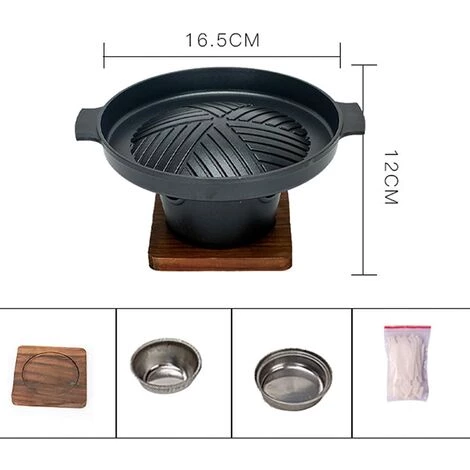 PESCE Poêles à Rôtir De Table Gril De Barbecue De Style Japonais Antiadhésif, Gril De Barbecue Au Charbon De Bois Multifonctionnel Avec Base Isolante En Bois, Gril De Barbecue En Fonte D'aluminium 4 PESCE Poêles à Rôtir De Table Gril De Barbecue De Style Japonais Antiadhésif, Gril De Barbecue Au Charbon De Bois Multifonctionnel Avec Base Isolante En Bois, Gril De Barbecue En Fonte D'aluminium – Image 2