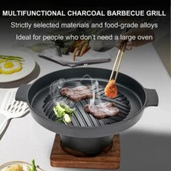 PESCE Poêles à Rôtir De Table Gril De Barbecue De Style Japonais Antiadhésif, Gril De Barbecue Au Charbon De Bois Multifonctionnel Avec Base Isolante En Bois, Gril De Barbecue En Fonte D'aluminium 11 PESCE Poêles à Rôtir De Table Gril De Barbecue De Style Japonais Antiadhésif, Gril De Barbecue Au Charbon De Bois Multifonctionnel Avec Base Isolante En Bois, Gril De Barbecue En Fonte D'aluminium -France Barbecue Soldes Boutique 60170291 5