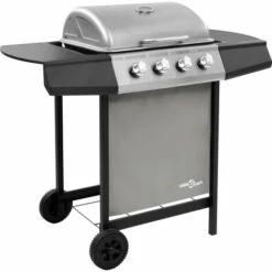 Topdeal Barbecue Gril à Gaz Avec 4 Brûleurs Noir Et Argenté FF48547_FR