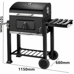 DYHF Barbecue Charbon De Bois à 2 Roues 2 Grilles Et 1 Thermomètre En Métal Noir - Cylindrique - Noir -France Barbecue Soldes Boutique 60688998 5