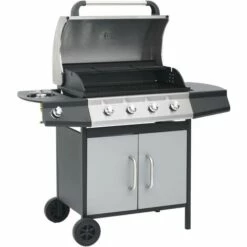 FIMEI Barbecue à Gaz 4+1 Zones Cuisson Noir Et Argenté Acier Et Inox