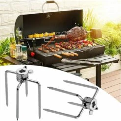 MEZHENG 2 Pcs Fourchette Tourne Broche Fourchette à Barbecue Pour Rôtissoire à Gril Outil Pour Barbecue -France Barbecue Soldes Boutique 63799690 4