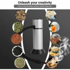 HEGUYEY Fumeur Portable Infusion Fumée Fraîche Pour Améliorer Le Goût Smoke Fumeur Pistolet à Viande Fumeur Pistolet Portatif Avec Des Copeaux De Bois Pour La Nourriture, La Viande, Les Fromages -France Barbecue Soldes Boutique 64047512 5
