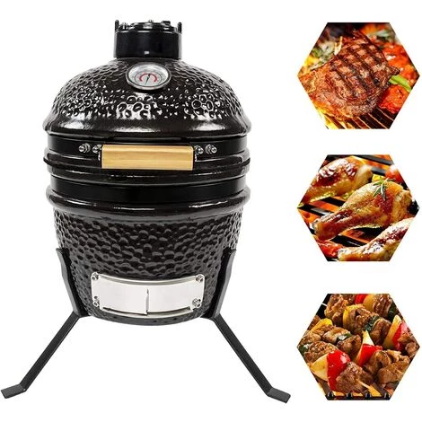 GREADEN KAMADO Ø 34 Cm Gril Barbecue Fumoir Céramique & Inox ,Thermomètre Inclus 32 X 32 X 39 Cm Pour 2 à 3 Personnes - Noir 3 GREADEN KAMADO Ø 34 Cm Gril Barbecue Fumoir Céramique & Inox ,Thermomètre Inclus 32 X 32 X 39 Cm Pour 2 à 3 Personnes - Noir