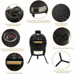 GREADEN KAMADO Ø 34 Cm Gril Barbecue Fumoir Céramique & Inox ,Thermomètre Inclus 32 X 32 X 39 Cm Pour 2 à 3 Personnes - Noir 10 GREADEN KAMADO Ø 34 Cm Gril Barbecue Fumoir Céramique & Inox ,Thermomètre Inclus 32 X 32 X 39 Cm Pour 2 à 3 Personnes - Noir -France Barbecue Soldes Boutique 64093545 4