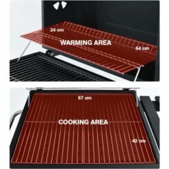 RELAX4LIFE Barbecue Au Charbon De Bois Réglable Avec Thermomètre Et Évent, Grill Barbecue Avec Étagère Latérale Et Crochets, Barbecue Mobile Avec Poignée Pour Jardin, Camping, 61 X 46 X 53,5 CM -France Barbecue Soldes Boutique 64130118 5