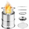 MEZHENG Réchaud De Camping, Pliable Petit Portable Poêle à Bois Inoxydable Pour Barbecue Randonnée Camping Pique-Nique Avec Maille De Barbecue Et Bol D'alcool -France Barbecue Soldes Boutique 64491670 1