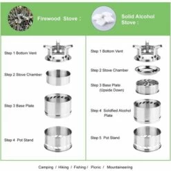 MEZHENG Réchaud De Camping, Pliable Petit Portable Poêle à Bois Inoxydable Pour Barbecue Randonnée Camping Pique-Nique Avec Maille De Barbecue Et Bol D'alcool -France Barbecue Soldes Boutique 64491670 4