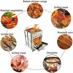 BDD Poêle à Bois, Poêle à Bois En Acier Inoxydable, Poêle à Bois Carré, Grille Pliante Extérieure -France Barbecue Soldes Boutique 65374223 4
