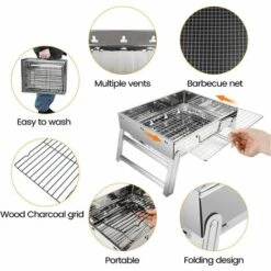 BDD Gril à Charbon, Gril Pliant En Acier Inoxydable, Gril à Charbon De Table, Gril De Cuisson Amovible Pour 2 à 5 Personnes -France Barbecue Soldes Boutique 65377476 4