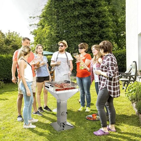 FEMOR Barbecue Colonne, Barbecue à Charbon, Barbecue Sur Pied En Acier Inoxydable, Réglable En Hauteur, Avec Cendrier Et Régulateur De Ventilation, 63 * 48 * 91,5cm 6 FEMOR Barbecue Colonne, Barbecue à Charbon, Barbecue Sur Pied En Acier Inoxydable, Réglable En Hauteur, Avec Cendrier Et Régulateur De Ventilation, 63 * 48 * 91,5cm â Image 4