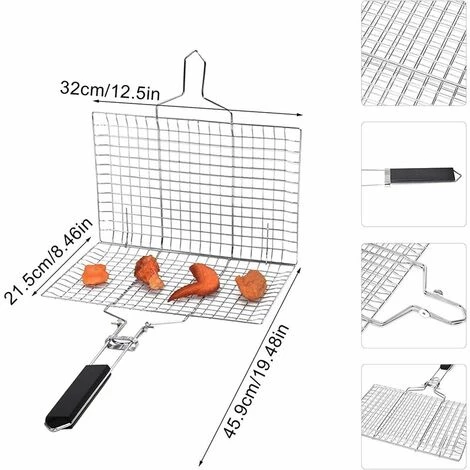 MERéTéET 1Pc Griller Panier Portable Pour Barbecue, Grand Grille Panier Rôti Pour Poisson, Légumes, Steak, Crevettes, Saucisses Avec Poignée Amovible Et Sac De Transport Facile,Couleur Argent, 32 X 22cm 4 MERéTéET 1Pc Griller Panier Portable Pour Barbecue, Grand Grille Panier Rôti Pour Poisson, Légumes, Steak, Crevettes, Saucisses Avec Poignée Amovible Et Sac De Transport Facile,Couleur Argent, 32 X 22cm – Image 2