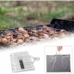 MERéTéET 1Pc Griller Panier Portable Pour Barbecue, Grand Grille Panier Rôti Pour Poisson, Légumes, Steak, Crevettes, Saucisses Avec Poignée Amovible Et Sac De Transport Facile,Couleur Argent, 32 X 22cm 10 MERéTéET 1Pc Griller Panier Portable Pour Barbecue, Grand Grille Panier Rôti Pour Poisson, Légumes, Steak, Crevettes, Saucisses Avec Poignée Amovible Et Sac De Transport Facile,Couleur Argent, 32 X 22cm -France Barbecue Soldes Boutique 65789488 4