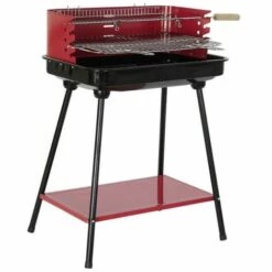 BRICOMARTEAU Barbecue à Charbon Sur Pied DKD Home Decor Rouge Acier (53 X 37 X 80 Cm)