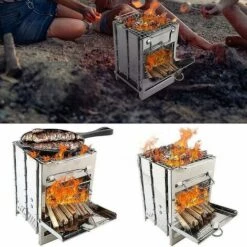 BF Four à Griller Portable Carré En Acier Inoxydable, Charbon De Bois, Qui Cuit à L'extérieur Four à Bois Pliable -France Barbecue Soldes Boutique 66021522 3