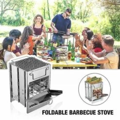 BF Four à Griller Portable Carré En Acier Inoxydable, Charbon De Bois, Qui Cuit à L'extérieur Four à Bois Pliable -France Barbecue Soldes Boutique 66021522 4