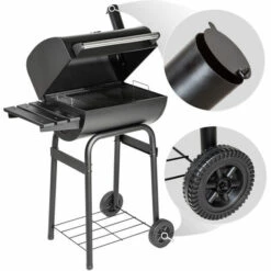 TECTAKE Barbecue Multifonctions, Grill, Fumoir Avec Thermomètre 48 Cm X 85 Cm X 123 Cm Noir - Noir -France Barbecue Soldes Boutique 66851048 4