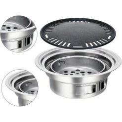 OCXIN Barbecue à Charbon De Bois Rond Portable Ménage Camping Gril Poêle Avec Barbecue Filet Ménage Jardin Fournitures -France Barbecue Soldes Boutique 66998362 4