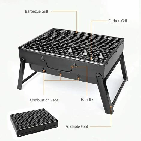 TANèTUE Barbecue Au Charbon De Bois, Barbecue Portable En Acier Inoxydable Pliable Barbecue Fumeur Gril Barbecue Bureau Parfait Pour Camping Pique-nique En Plein Air Fête De Jardin 6 TANèTUE Barbecue Au Charbon De Bois, Barbecue Portable En Acier Inoxydable Pliable Barbecue Fumeur Gril Barbecue Bureau Parfait Pour Camping Pique-nique En Plein Air Fête De Jardin – Image 4