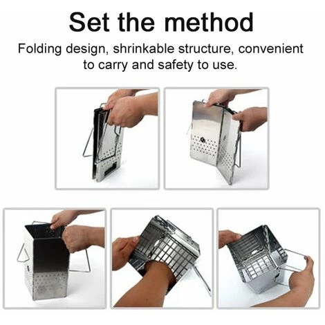 LIFCAUSAL Mini Poêles à Bois Extérieurs Camping Appareil De Cuisson Pique-nique Voyage En Acier Inoxydable Poêles à Bois Barbecue Gril Pliant 7 LIFCAUSAL Mini Poêles à Bois Extérieurs Camping Appareil De Cuisson Pique-nique Voyage En Acier Inoxydable Poêles à Bois Barbecue Gril Pliant – Image 5