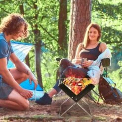 OYLDA Barbecue à Charbon De Bois Barbecue Portable En Acier Inoxydable Barbecue Fumeur Pliable Barbecue De Bureau Grill De Table Pour Camping En Plein Air Pique-Nique Garden Party 31x26x29cm X Forme -France Barbecue Soldes Boutique 67930458 3