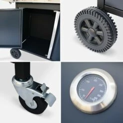 ALICE'S GARDEN Barbecue Au Gaz - Bazin Gris Anthracite - Cuisine Extérieure 5 Brûleurs Dont 1 Feu Latéral Avec Tablettes Et Thermomètre. Rangement. Roues - Noir -France Barbecue Soldes Boutique 7263635 5