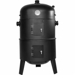 TECTAKE Barbecue 3 En 1, Grill, Fumoir, Smoker Avec Thermomètre Et Crochets Pour Fumer - Charbon De Bois Noir - Noir -France Barbecue Soldes Boutique 7513843 3