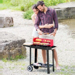 TECTAKE Barbecue Charbon De Bois Mobile + 2 Grilles Et 3 Etagères En Acier 86 Cm X 34 Cm X 80 Cm Noir Rouge - Noir/rouge 10 TECTAKE Barbecue Charbon De Bois Mobile + 2 Grilles Et 3 Etagères En Acier 86 Cm X 34 Cm X 80 Cm Noir Rouge - Noir/rouge -France Barbecue Soldes Boutique 7514427 4