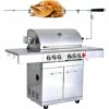 Barbecue à Gaz INOX 4 BRÛLEURS + 1 KIT RÔTISSOIRE (1 BRÛLEUR Infrarouge & TOURNEBROCHE)+ 1 Réchaud Et Thermomètre, 22KW,Grille/Plancha Inclus - DÖNER GREADEN - Inox -France Barbecue Soldes Boutique 7829839 1