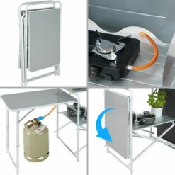 TECTAKE Cuisine D'Extèrieur, Cuisine De Camping Pliante, Meuble Camping De Rangement 164,5 Cm X 52 Cm X 104 Cm - Gris 10 TECTAKE Cuisine D'Extèrieur, Cuisine De Camping Pliante, Meuble Camping De Rangement 164,5 Cm X 52 Cm X 104 Cm - Gris -France Barbecue Soldes Boutique 8447408 4
