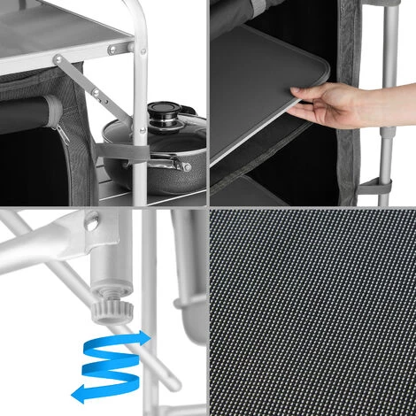 TECTAKE Cuisine D'Extèrieur, Cuisine De Camping Pliante, Meuble Camping De Rangement 164,5 Cm X 52 Cm X 104 Cm - Gris 7 TECTAKE Cuisine D'Extèrieur, Cuisine De Camping Pliante, Meuble Camping De Rangement 164,5 Cm X 52 Cm X 104 Cm - Gris – Image 5