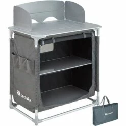 TECTAKE Cuisine D'Extèrieur, Cuisine De Camping, Meuble De Camping De Rangement 76 Cm X 53,5 Cm X 107 Cm - Gris