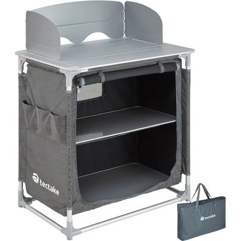 TECTAKE Cuisine D'Extèrieur, Cuisine De Camping, Meuble De Camping De Rangement 76 Cm X 53,5 Cm X 107 Cm - Gris 3 TECTAKE Cuisine D'Extèrieur, Cuisine De Camping, Meuble De Camping De Rangement 76 Cm X 53,5 Cm X 107 Cm - Gris