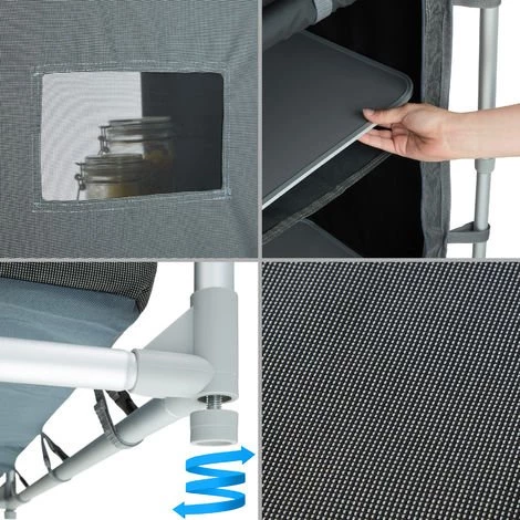 TECTAKE Cuisine D'Extèrieur, Cuisine De Camping, Meuble De Camping De Rangement 76 Cm X 53,5 Cm X 107 Cm - Gris 6 TECTAKE Cuisine D'Extèrieur, Cuisine De Camping, Meuble De Camping De Rangement 76 Cm X 53,5 Cm X 107 Cm - Gris – Image 4