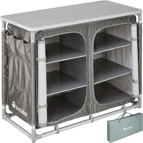 TECTAKE Meuble De Camping, Armoire De Camping Jardin, Meuble D'Extèrieur De Rangement 97 Cm X 47,5 Cm X 78 Cm - Gris 3 TECTAKE Meuble De Camping, Armoire De Camping Jardin, Meuble D'Extèrieur De Rangement 97 Cm X 47,5 Cm X 78 Cm - Gris