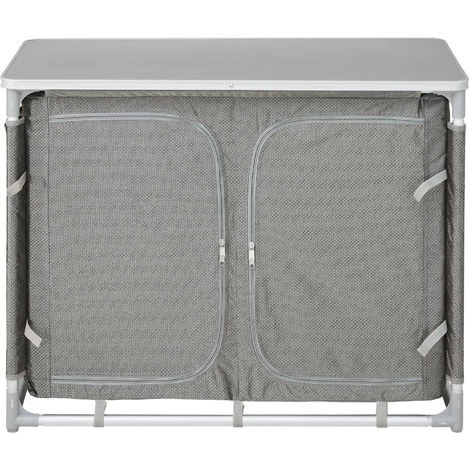 TECTAKE Meuble De Camping, Armoire De Camping Jardin, Meuble D'Extèrieur De Rangement 97 Cm X 47,5 Cm X 78 Cm - Gris 5 TECTAKE Meuble De Camping, Armoire De Camping Jardin, Meuble D'Extèrieur De Rangement 97 Cm X 47,5 Cm X 78 Cm - Gris – Image 3