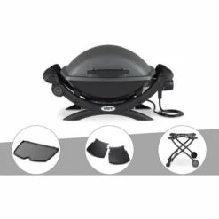 Barbecue électrique Weber Q 1400 + Plancha + Plan Travail + Chariot - Noir